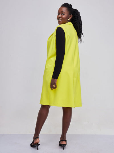 Vivo Zena Sleeveless Shawl Collar Overcoat - Yellow - Shop Zetu Kenya