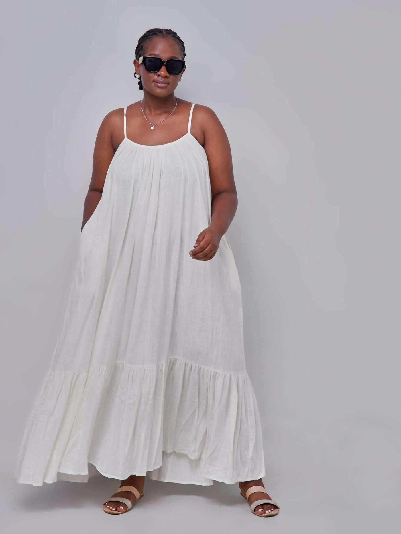 Fauza Design Asili Linen Maxi Dress - White