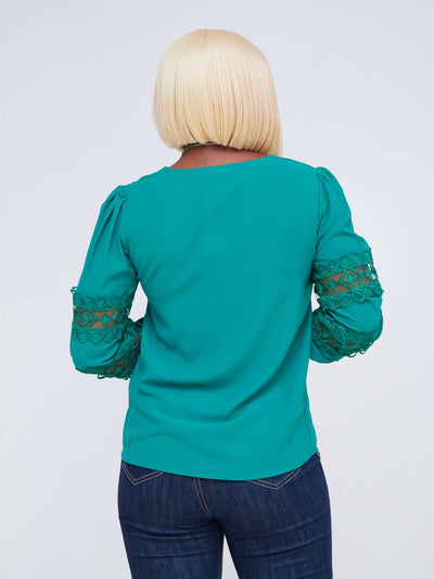 The Fashion Frenzy Laced Blouse - Jungle Green