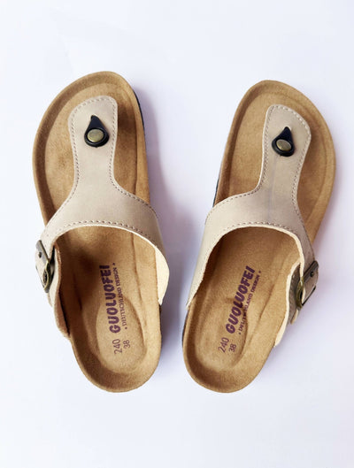 Foot Tadaah Comfortable & Quality Cork Sandals - Beige - Shopzetu