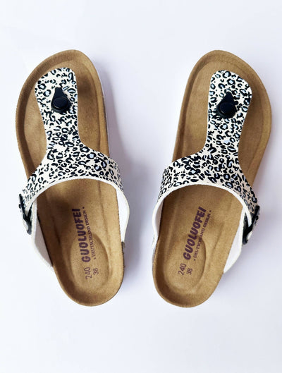 Foot Tadaah Comfortable & Quality Cork Sandals - Cheetah Print - Shopzetu
