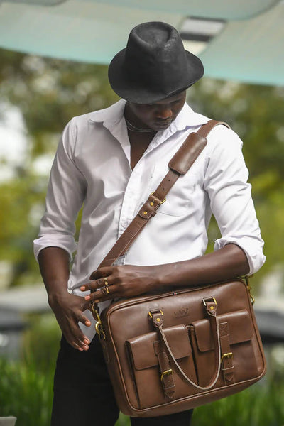 Wazawazi Apollo Briefcase - Brown - Shopzetu