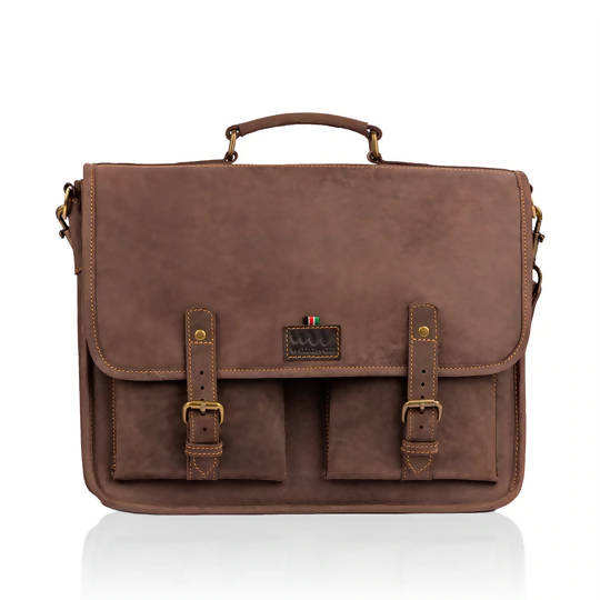 Wazawazi Wafula Leather Briefcase - Brown - Shopzetu