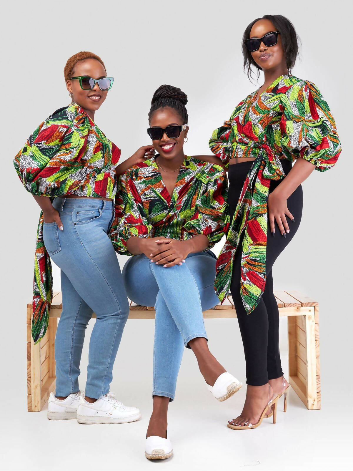 Merli Africa Zari Wrap Top - White Print - Shopzetu