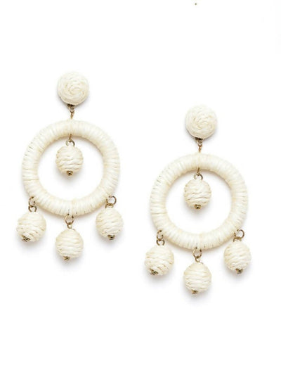 Slaks World Fashion Rustic Drop Earrings - White - Shopzetu