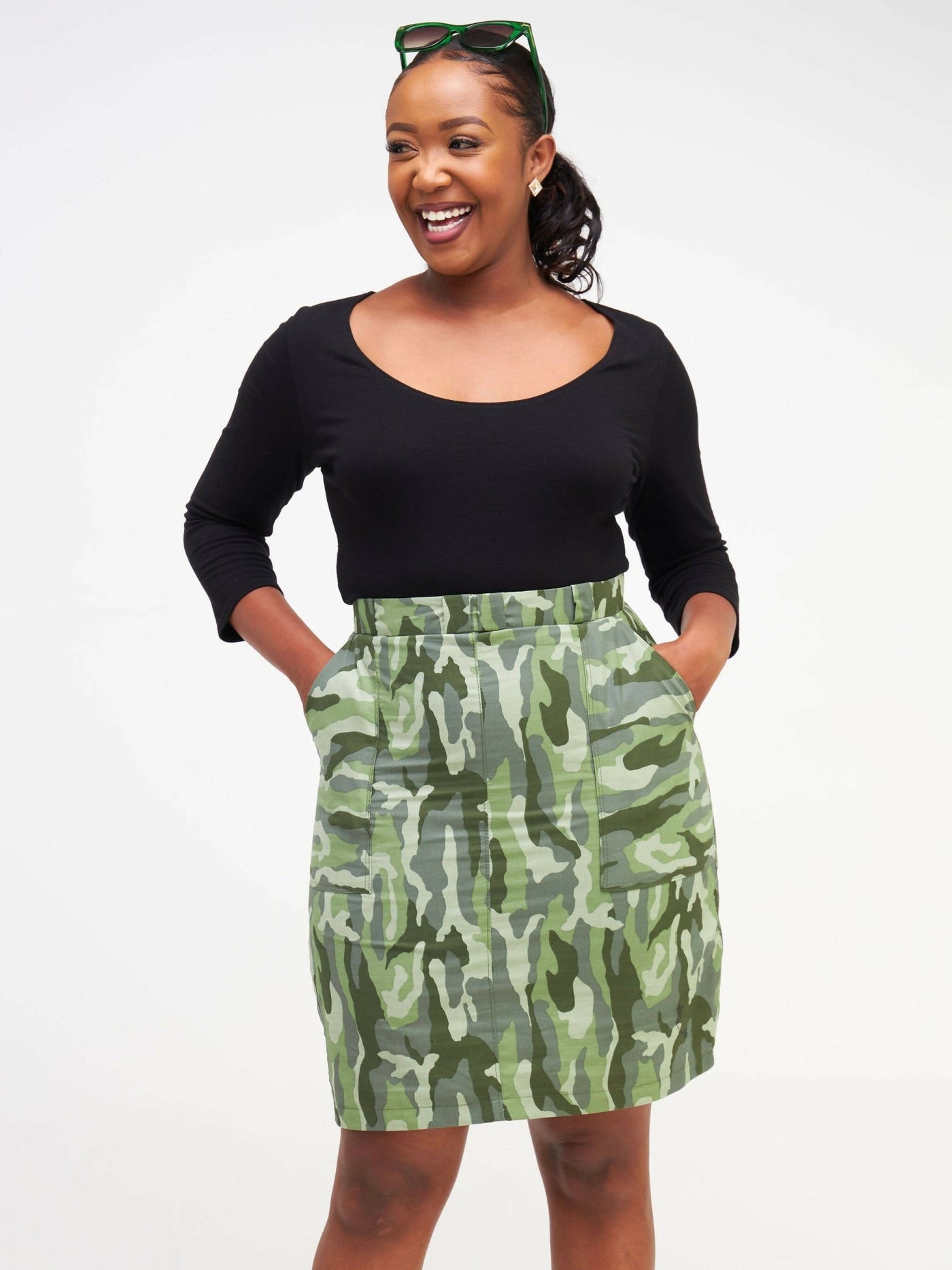 Dewuor Camo Mini skirt - Green - Shopzetu