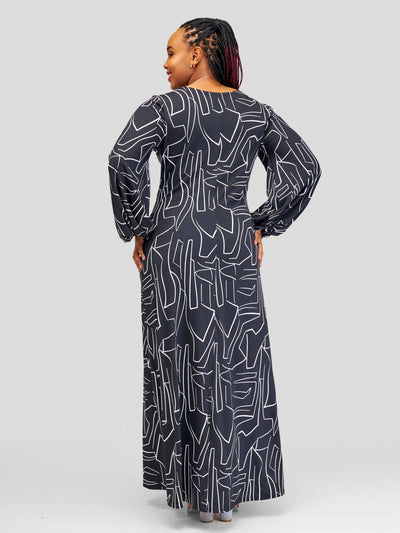 Salok Havilah Yuka Maxi Dress - Black Print - Shopzetu