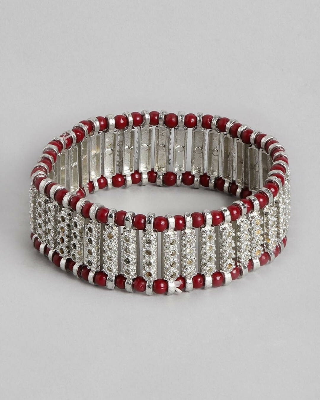 Slaks World Fashion Dual Tone Bracelet - Red - Shopzetu