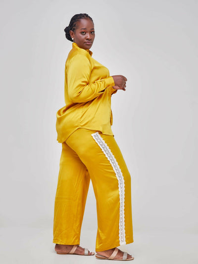 Fauza Design Karembo Silk Pant Sets - Yellow - Shopzetu