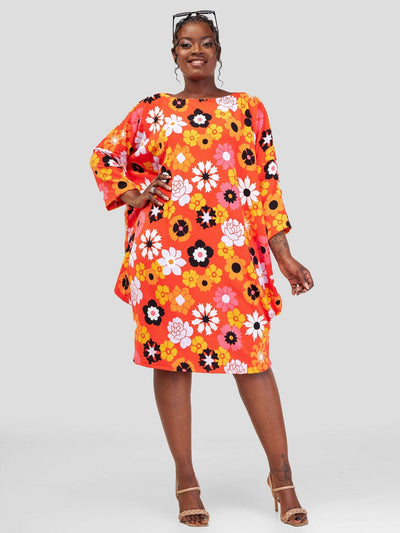 Afafla Draped Dress - Orange - Shopzetu