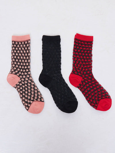 Kamata Red Madowa Dowa Sheer Socks - Red - Shopzetu
