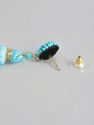 Slaks World Fashion Tassel Earrings - Blue / Gold - Shopzetu