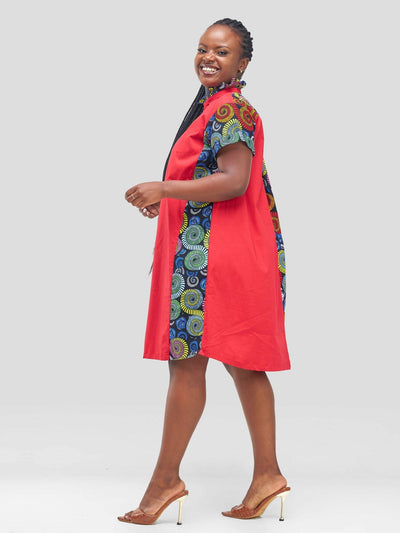 Vazi Afriq Cotton Ankara Shirt Dress - Multicolored - Shopzetu