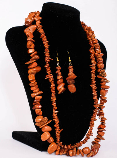Klewisia Closet Double Layered Ceramic Beads Jewellery Set- Brown - Shopzetu