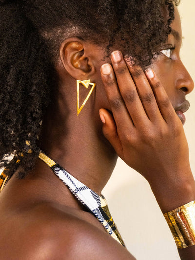 Abby's Jewelry Glam Triangle Earrings - Gold - Shopzetu