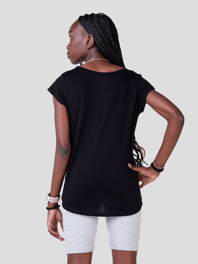 Inken Solid Short Sleeve Shirt-tail T-shirt- Black - Shopzetu