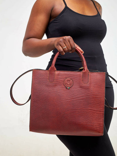 Mubi Leather Pendo Ladies Handbag - Brown - Shopzetu