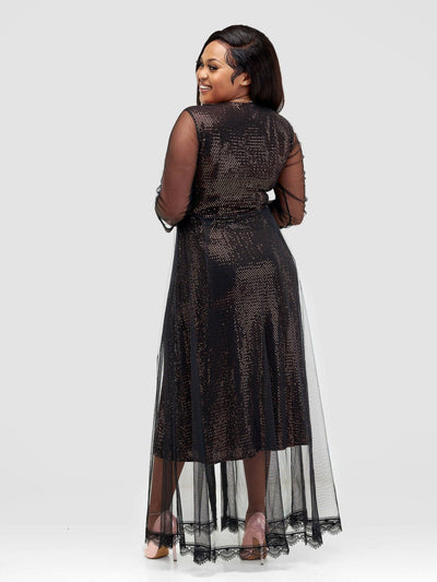 Twilight Collections Straight Lace Sequin Dress - Black Sequin - Shopzetu