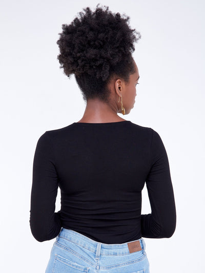 Zetu Basic Long Sleeve Bodysuit - Black - Shop Zetu Kenya