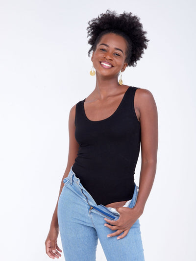 Zetu Basic Sleeveless Bodysuit - Black - Shop Zetu Kenya