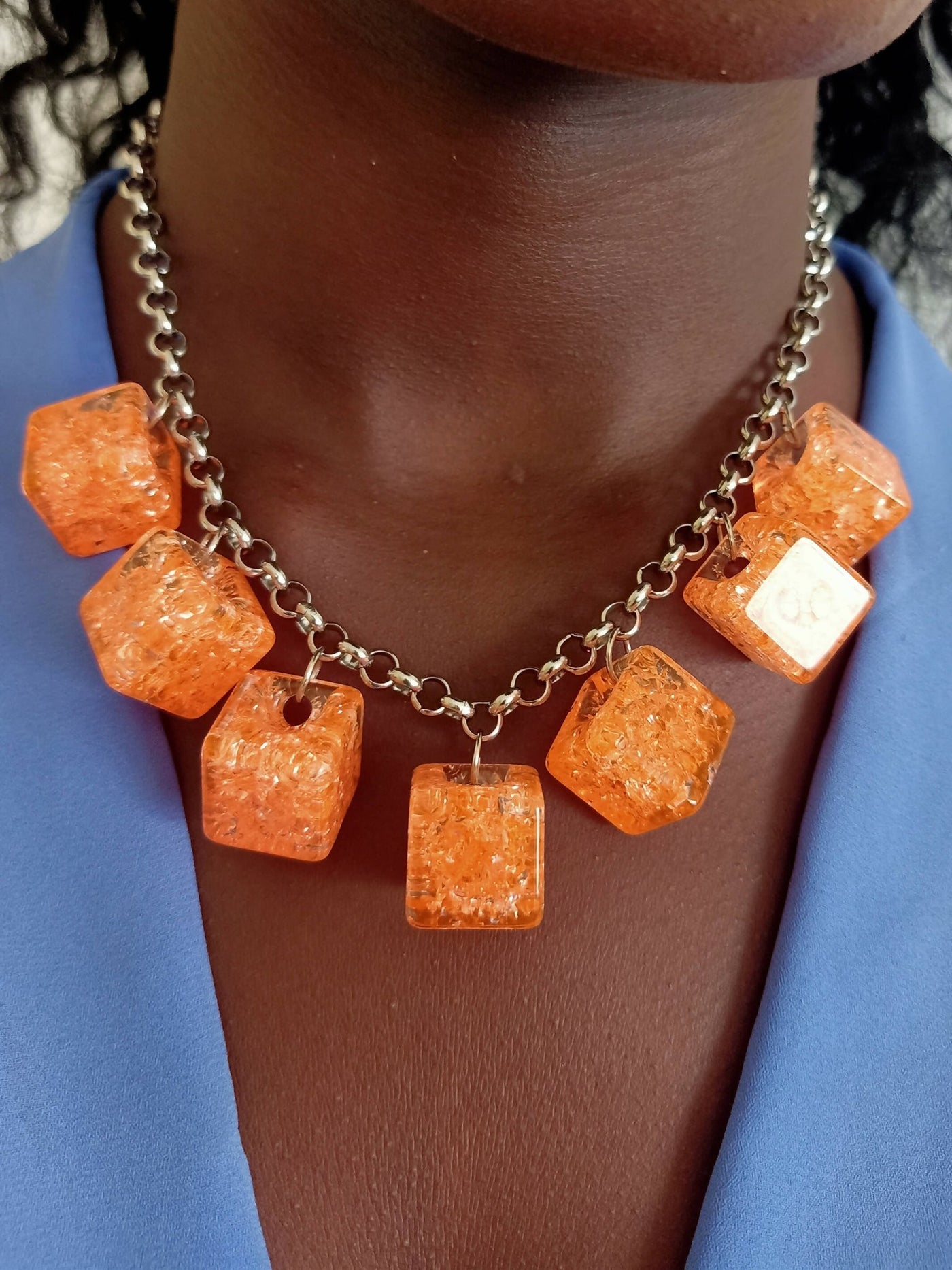 Xara Gems Dance Necklace - Orange - Shopzetu
