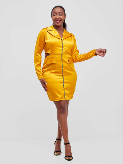 HOT Blazer Party Dress - Mustard - Shopzetu
