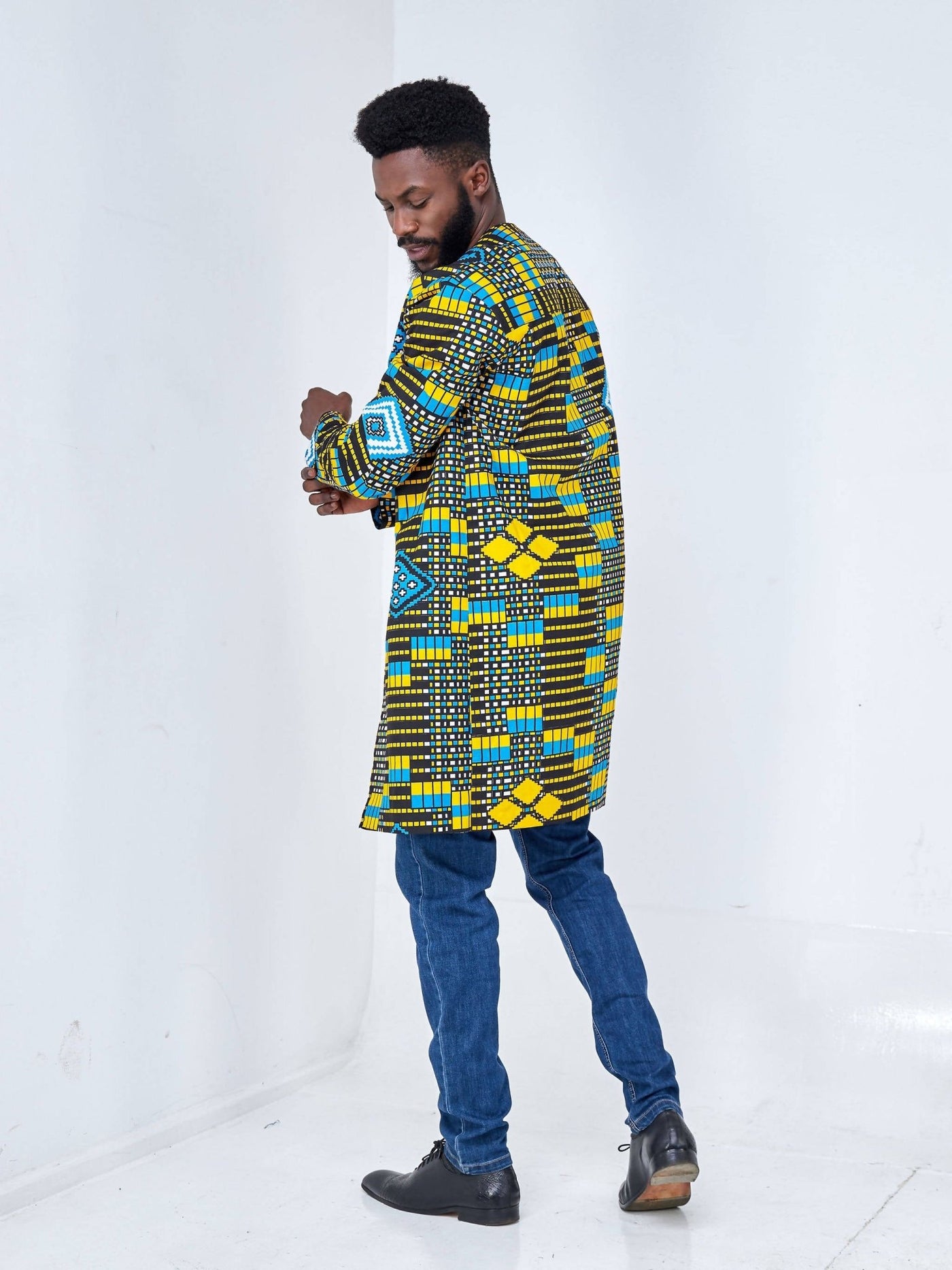 Zola African Print Men's Kimono - Yellow Ankara - Shop Zetu Kenya