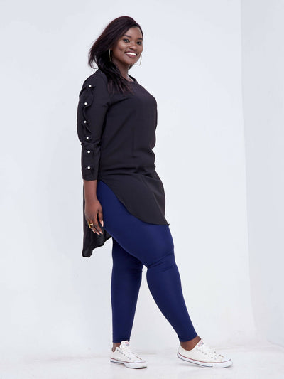 Zola Black Pearl High-low Shirt Dress - Black - Shop Zetu Kenya