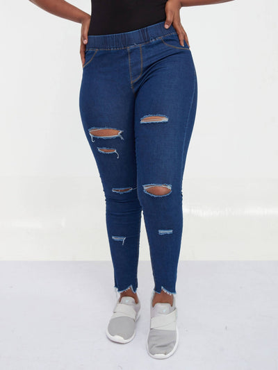 Zola Dark Blue Rugged Jeans (No String) - Blue - Shop Zetu Kenya