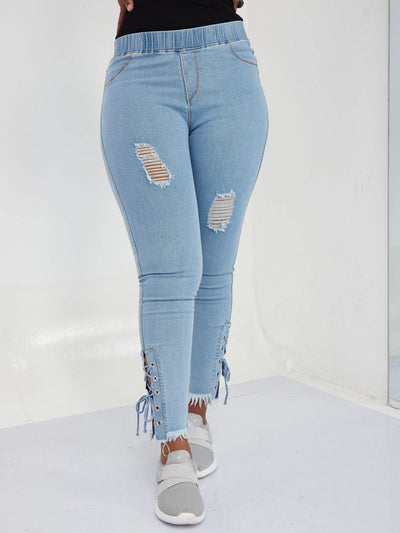 Zola Light Blue Rugged Jeans (String) - Blue - Shop Zetu Kenya