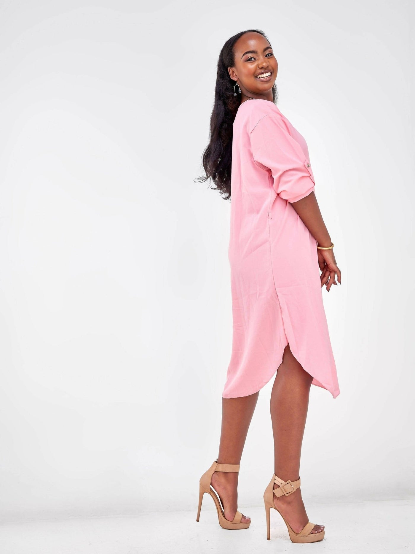 Zola Long Sleeve Free Dress - Pink - Shop Zetu Kenya