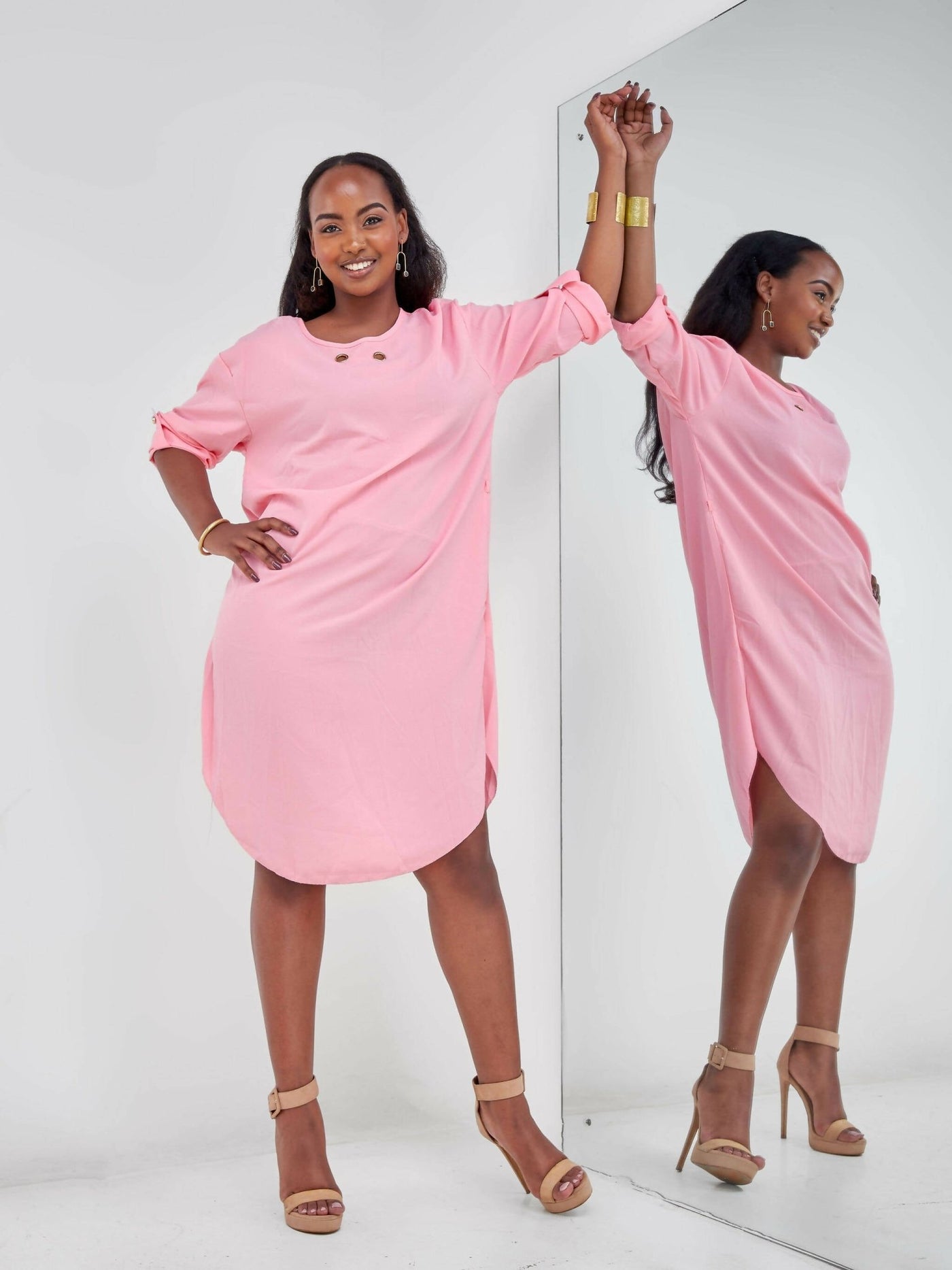 Zola Long Sleeve Free Dress - Pink - Shop Zetu Kenya