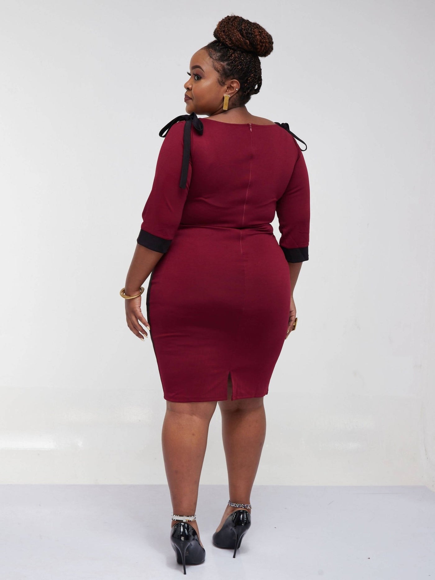 Zola Material Maroon Bodycon Office Dress - Maroon - Shop Zetu Kenya