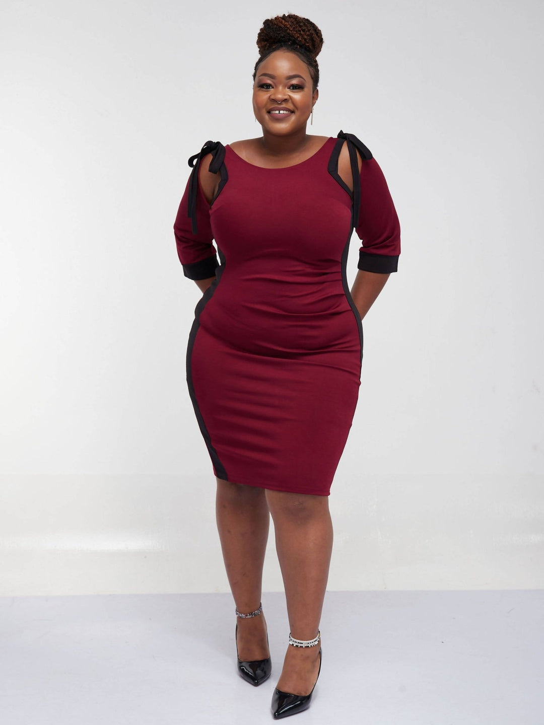 Maroon dress bodycon best sale