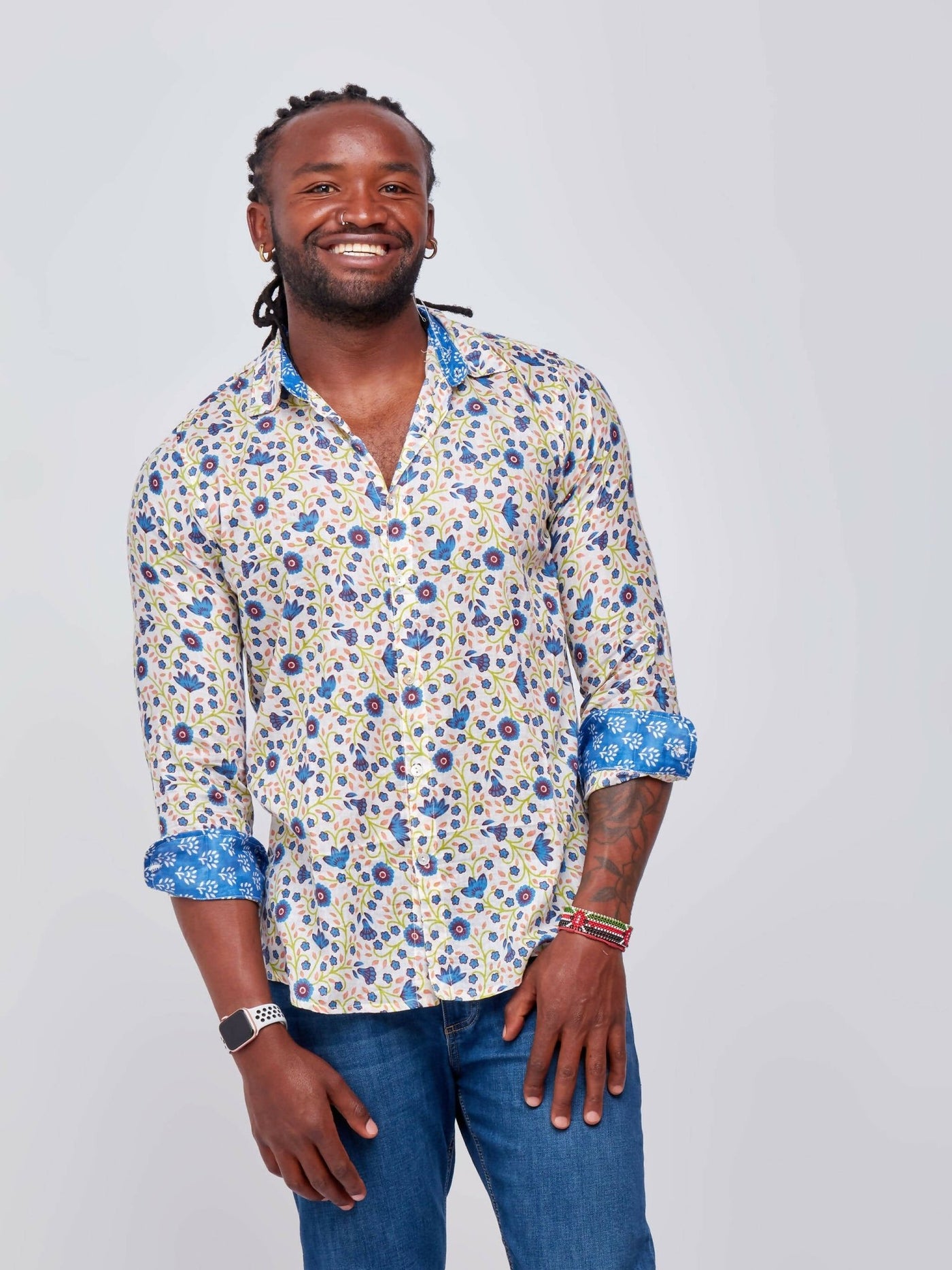 Zola Men's Floral Shirt - Blue - Shop Zetu Kenya