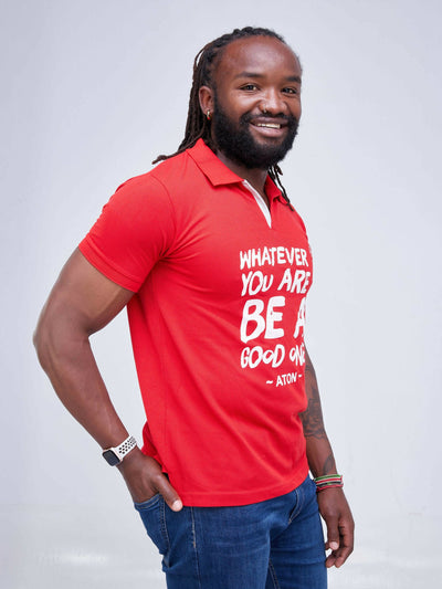 Zola Printed Polo Shirt - Red - Shop Zetu Kenya