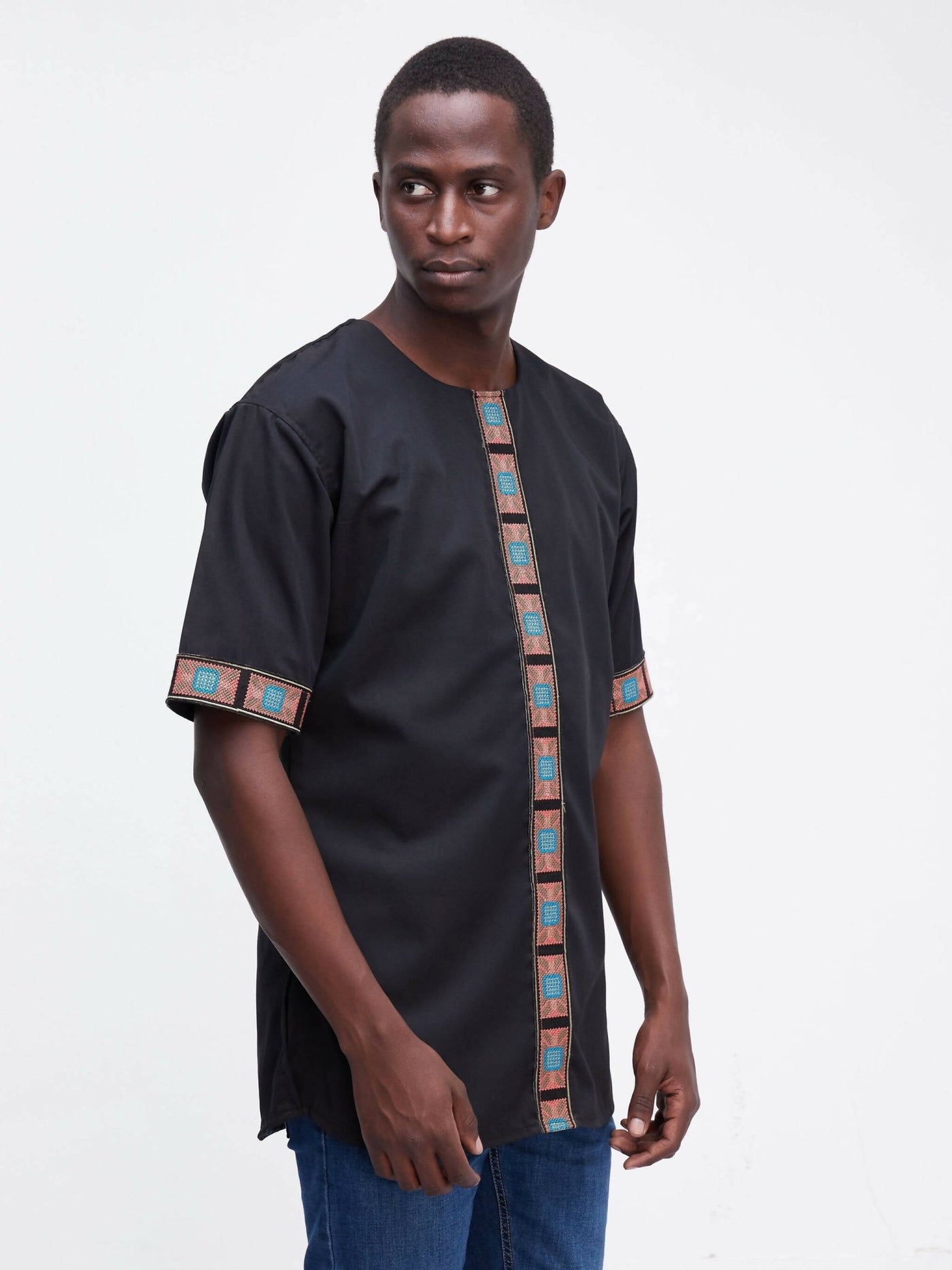 Zola Tribal Line Shirt - Black - Shop Zetu Kenya