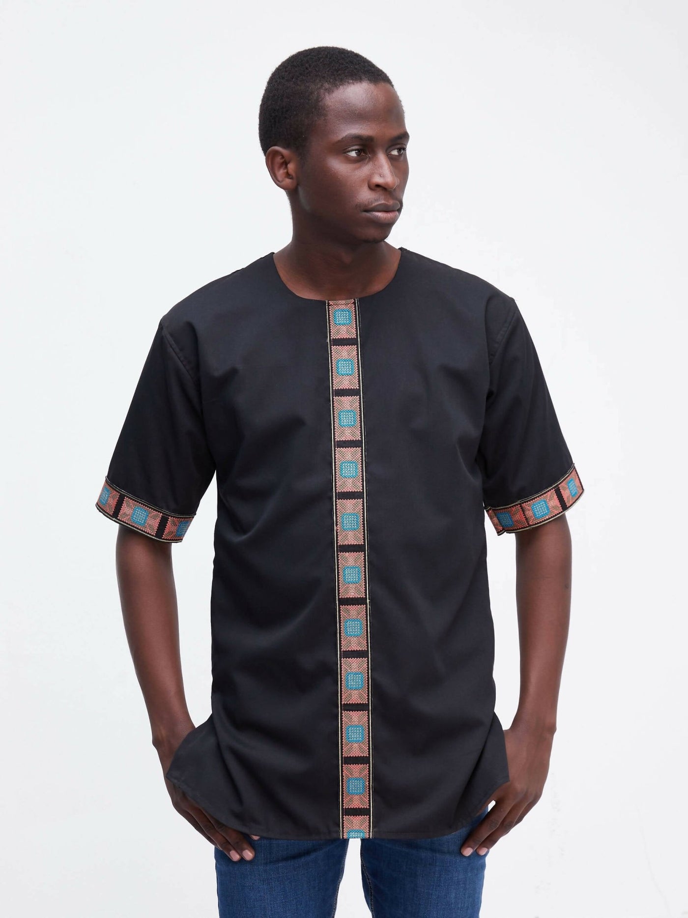 Zola Tribal Line Shirt - Black - Shop Zetu Kenya