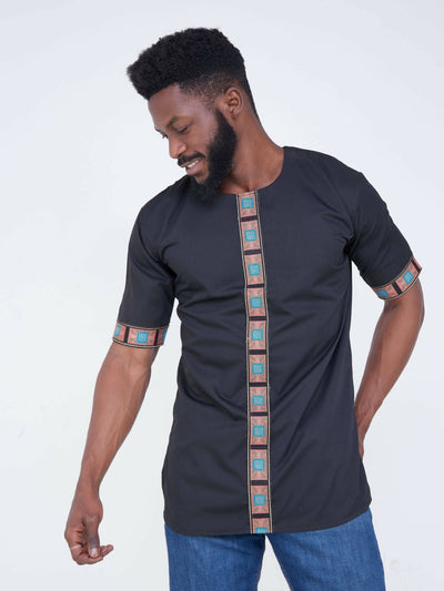 Zola Tribal Line Shirt - Black - Shop Zetu Kenya