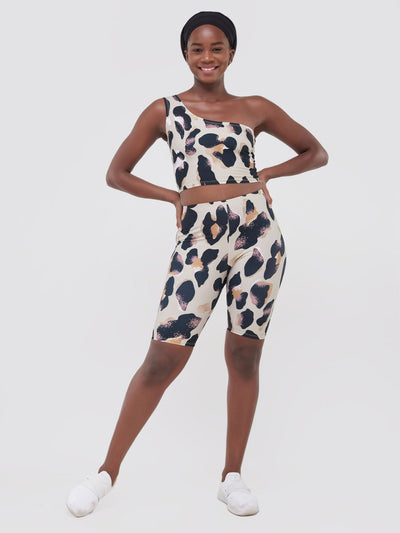 Zoya Athleisure One Shoulder Crop Top - Animal Print - Shop Zetu Kenya