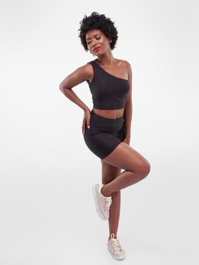 Zoya Athleisure One Shoulder Crop Top - Black - Shop Zetu Kenya