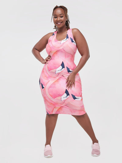 Zoya Athleisure Racer-Back Bodycon - Flamingo Print - Shop Zetu Kenya