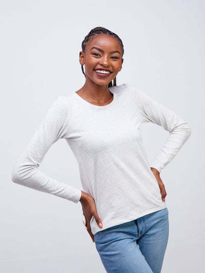 Zoya Basic Long Sleeve Top - Light Grey - Shop Zetu Kenya