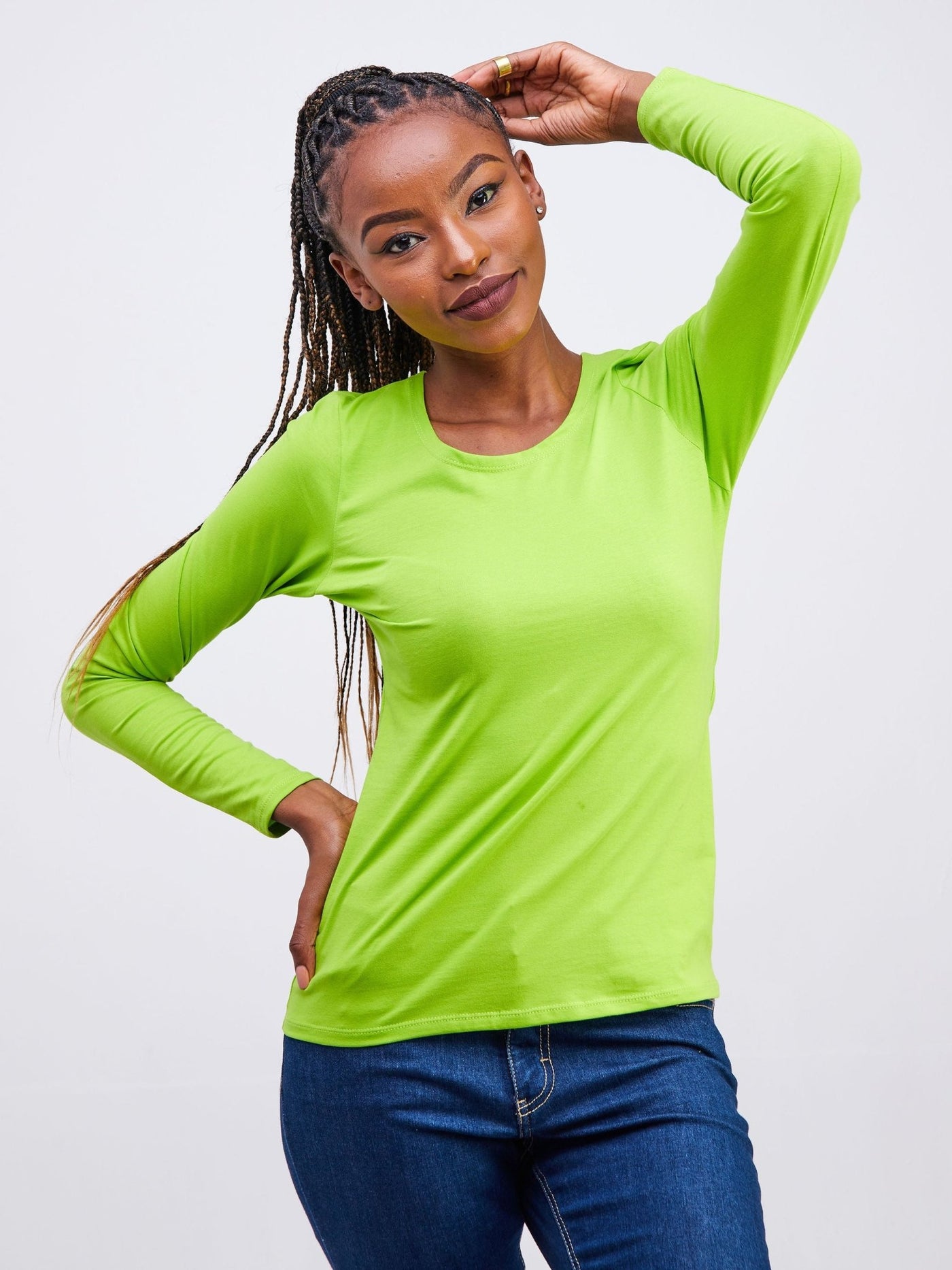 Zoya Basic Long Sleeve Top - Lime Green - Shopzetu