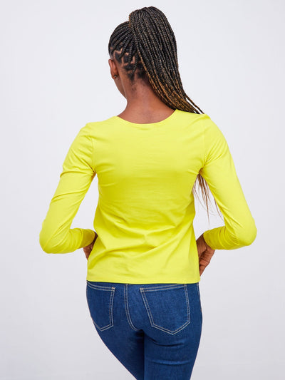 Zoya Basic Long Sleeve Top - Yellow - Shopzetu