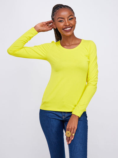 Zoya Basic Long Sleeve Top - Yellow - Shopzetu