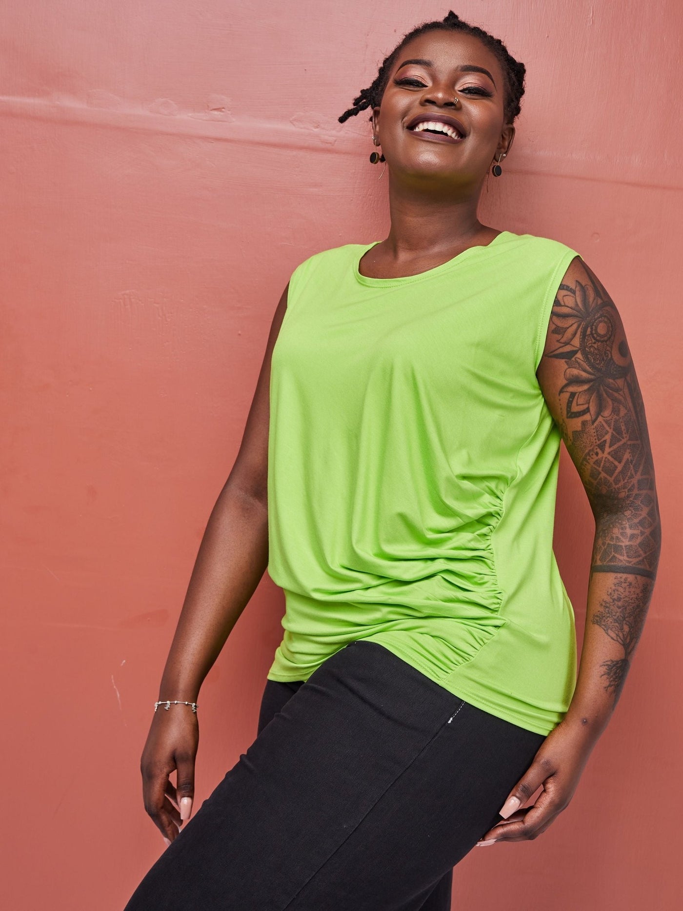 Zoya X Bold Drape T-Shirt - Lime Green - Shop Zetu Kenya