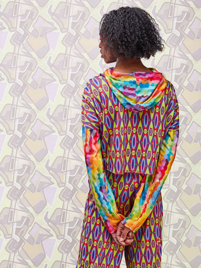 Zoya X Bold Hoodie Print Crop Top - Geometric / Rainbow Print - Shop Zetu Kenya