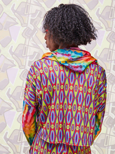 Zoya X Bold Hoodie Print Crop Top - Geometric / Rainbow Print - Shop Zetu Kenya